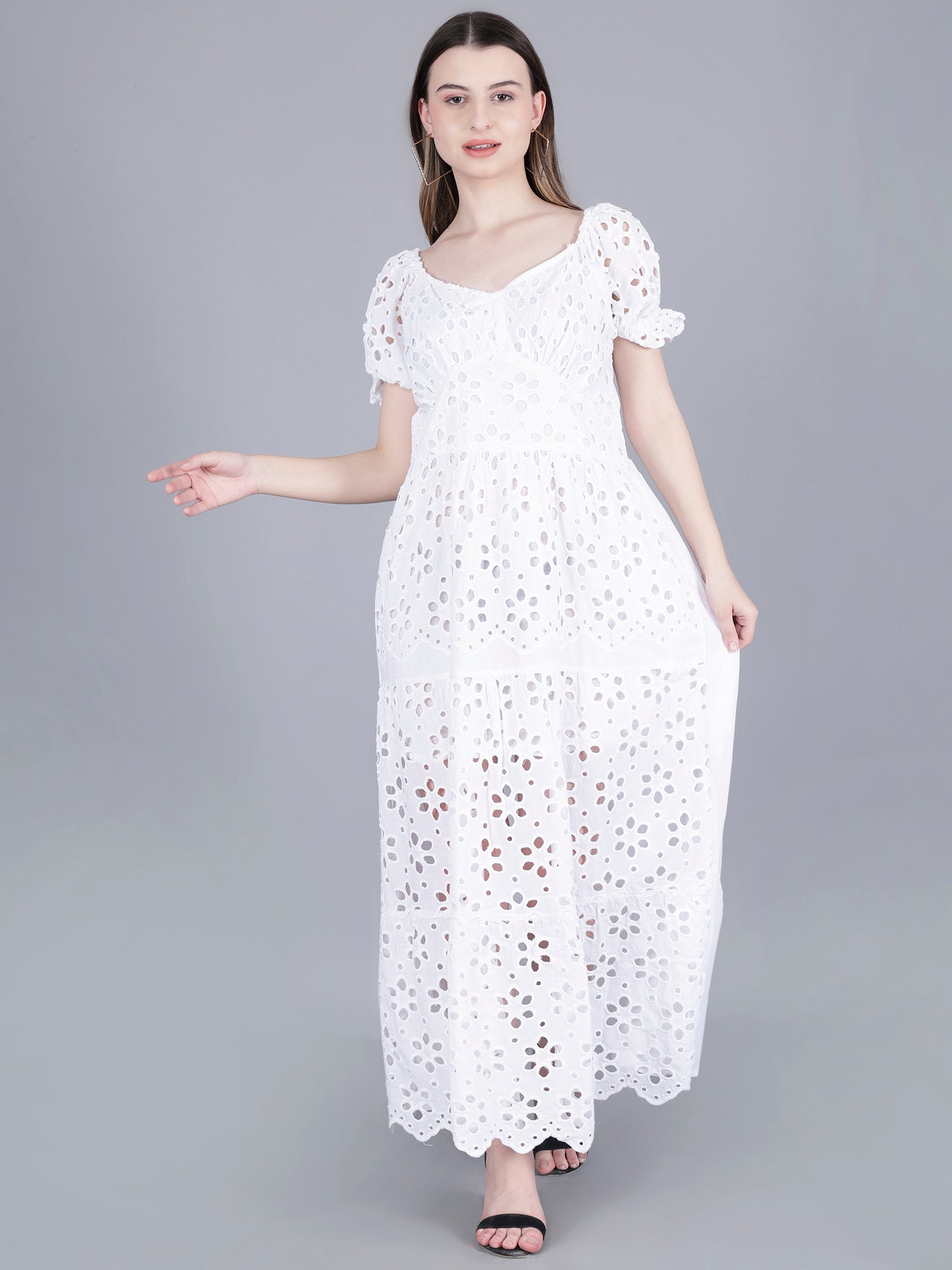 Long Flare Lace Dress