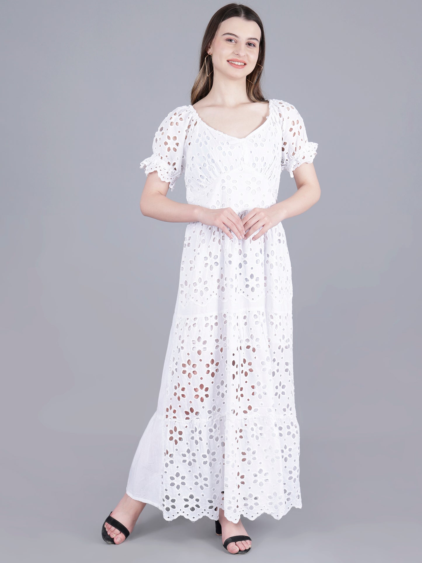Long Flare Lace Dress