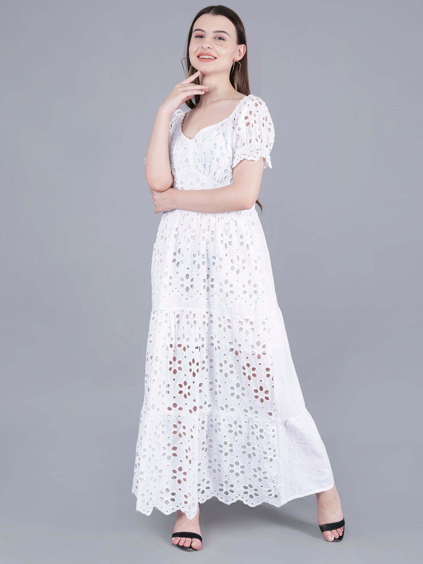 Long Flare Lace Dress