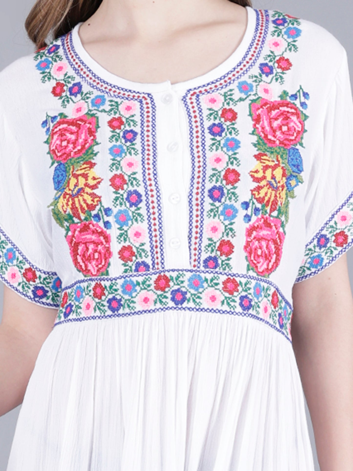 Floral Embroidery Midi Dress