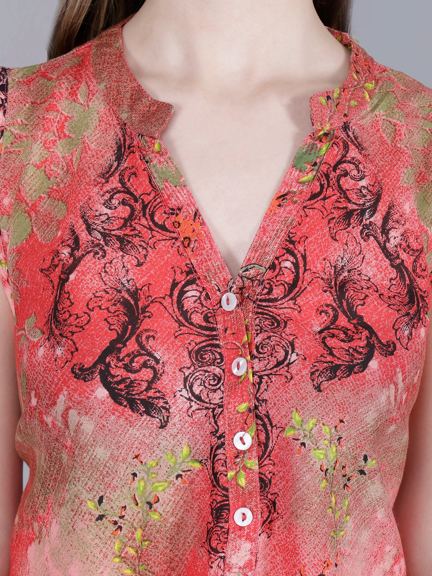 Printed Red Midi Dress