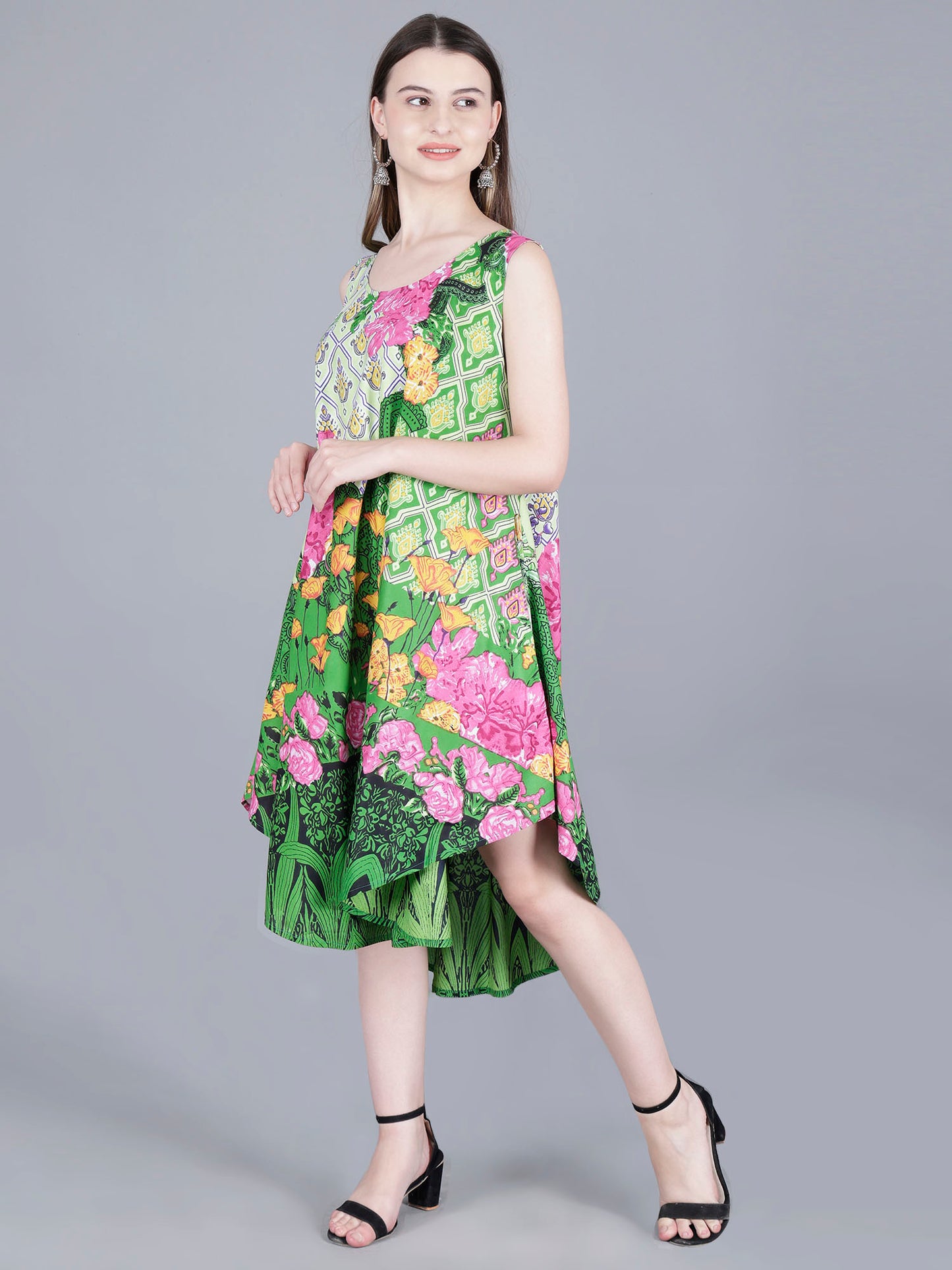 Printed Green Bata Dress