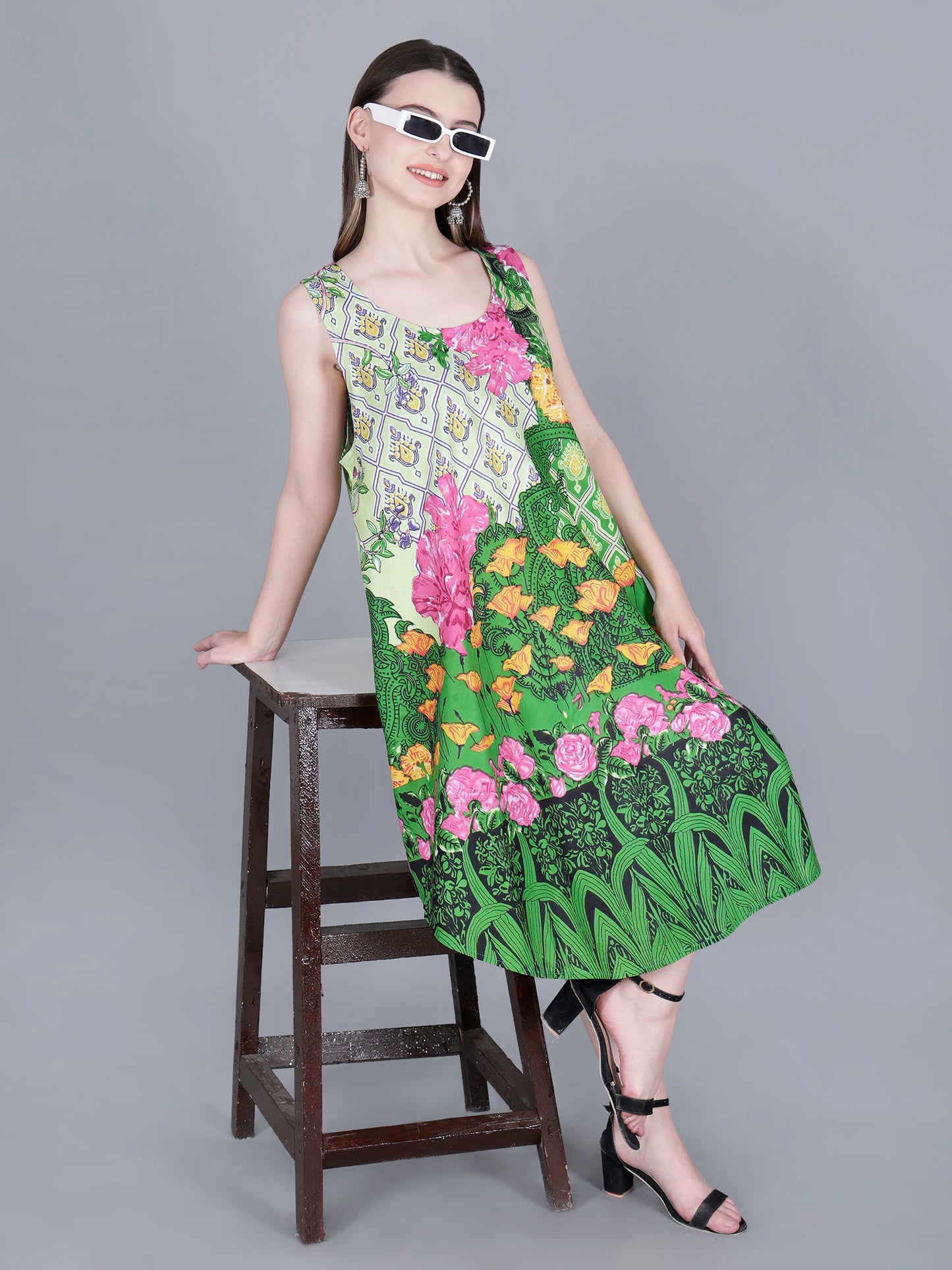 Printed Green Bata Dress