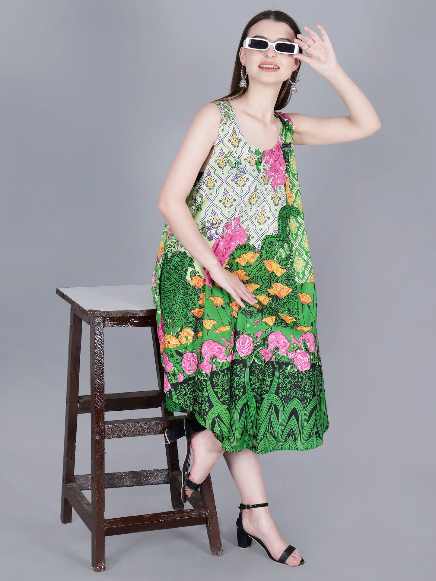 Printed Green Bata Dress