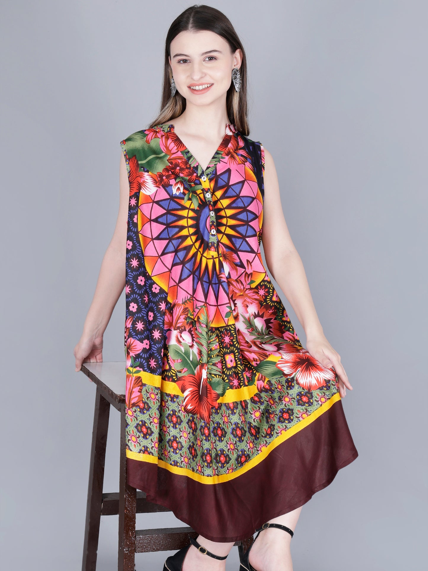 Printed Midi Dress