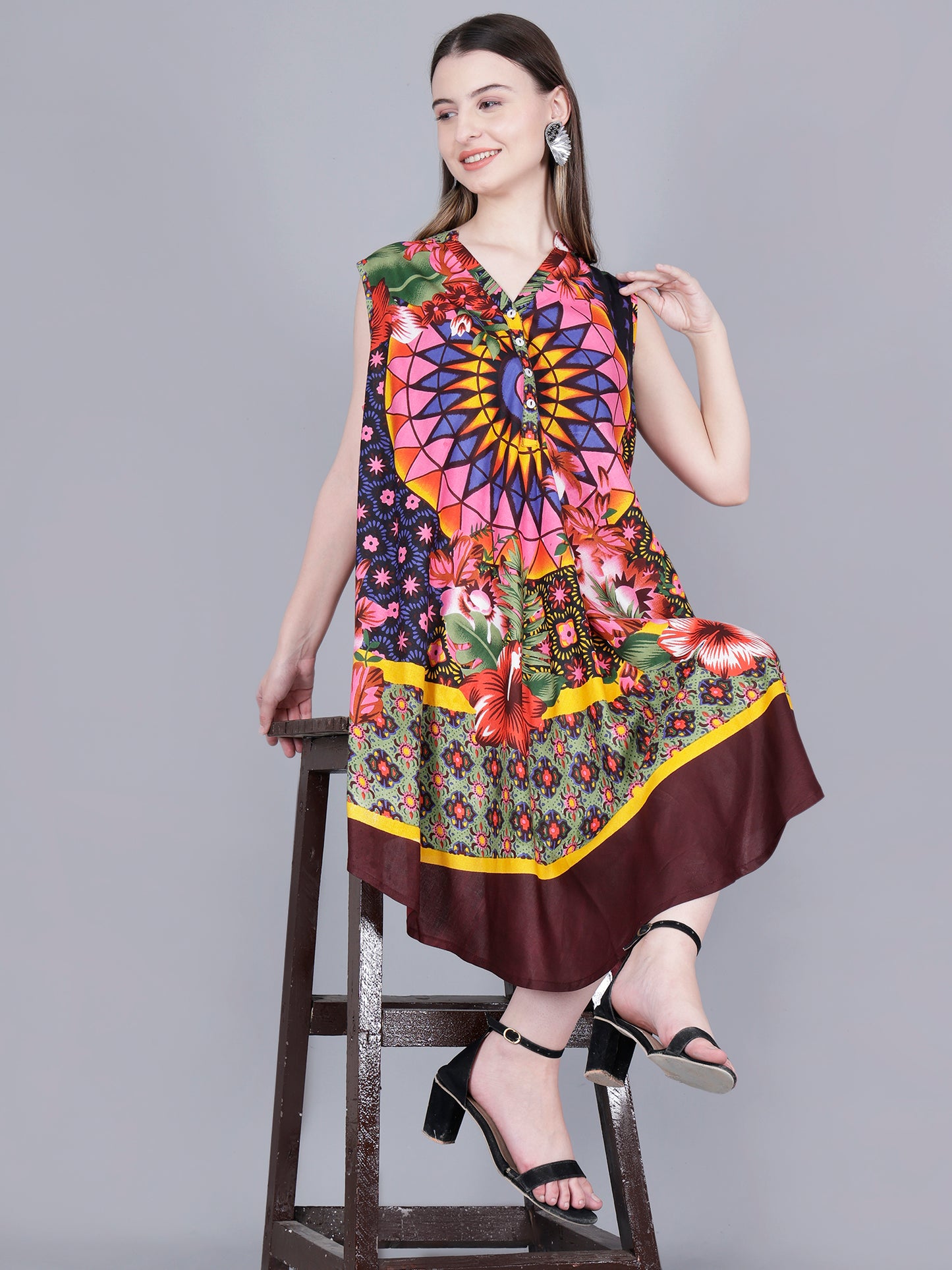 Printed Midi Dress
