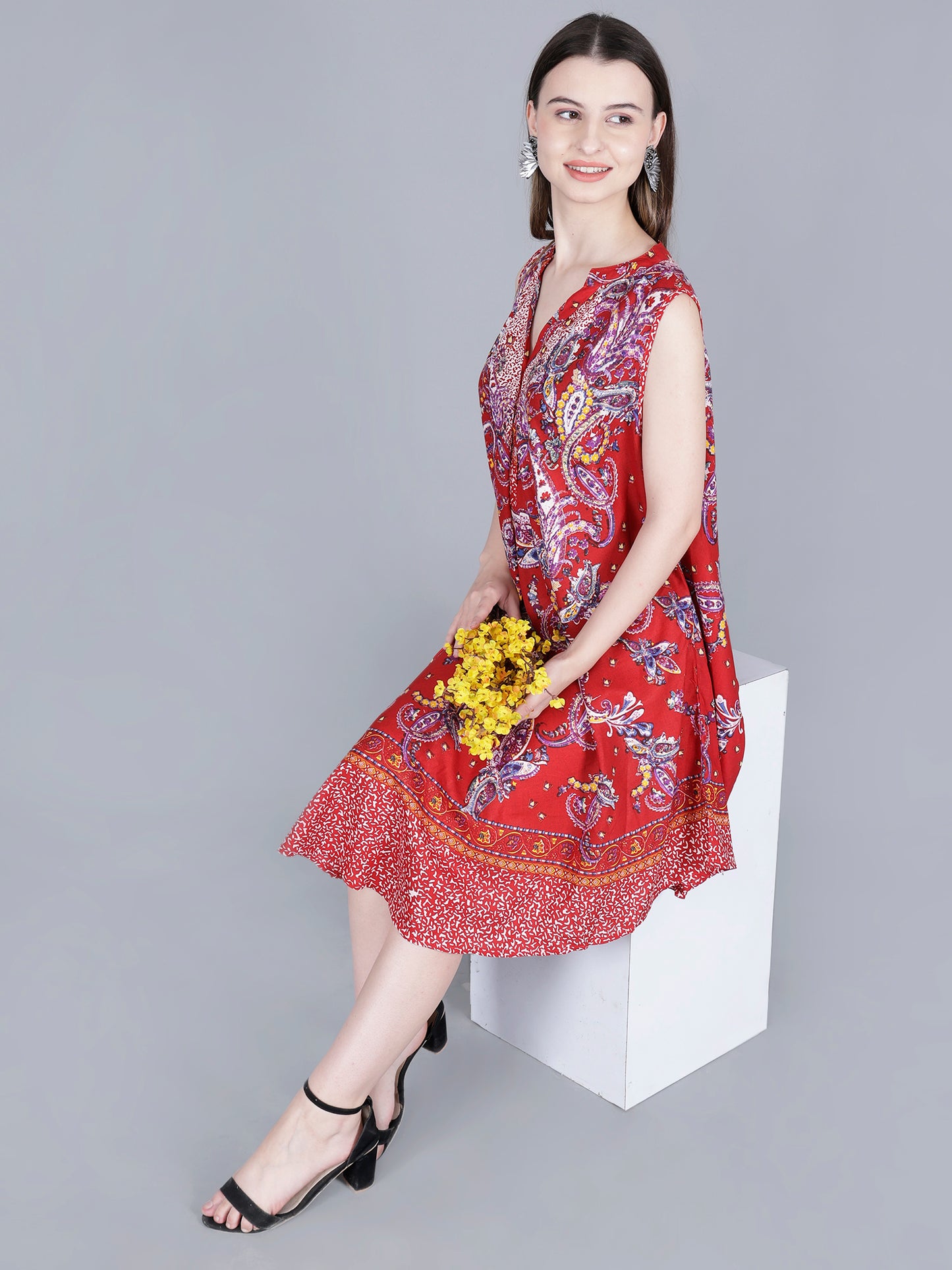 Printed Midi Dress
