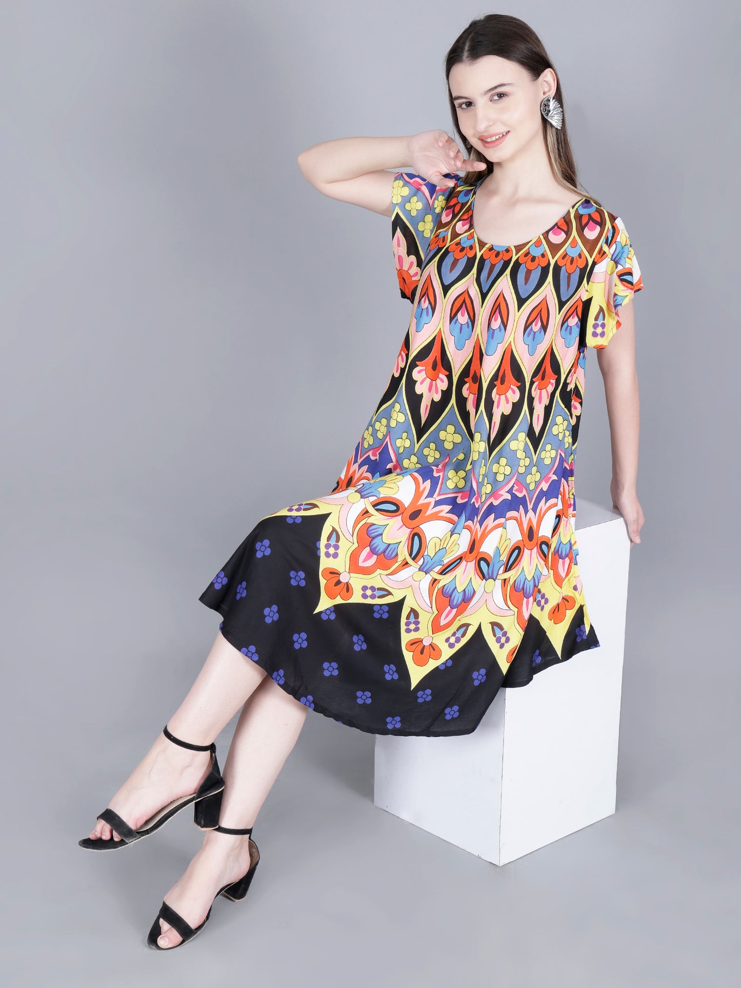 Printed Midi Dress