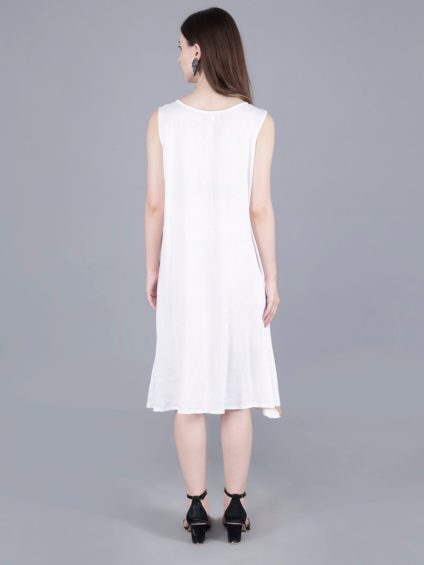 Embroidered White Midi Dress