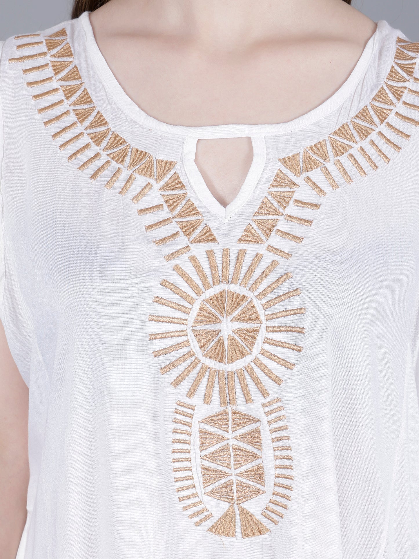 Embroidered White Midi Dress