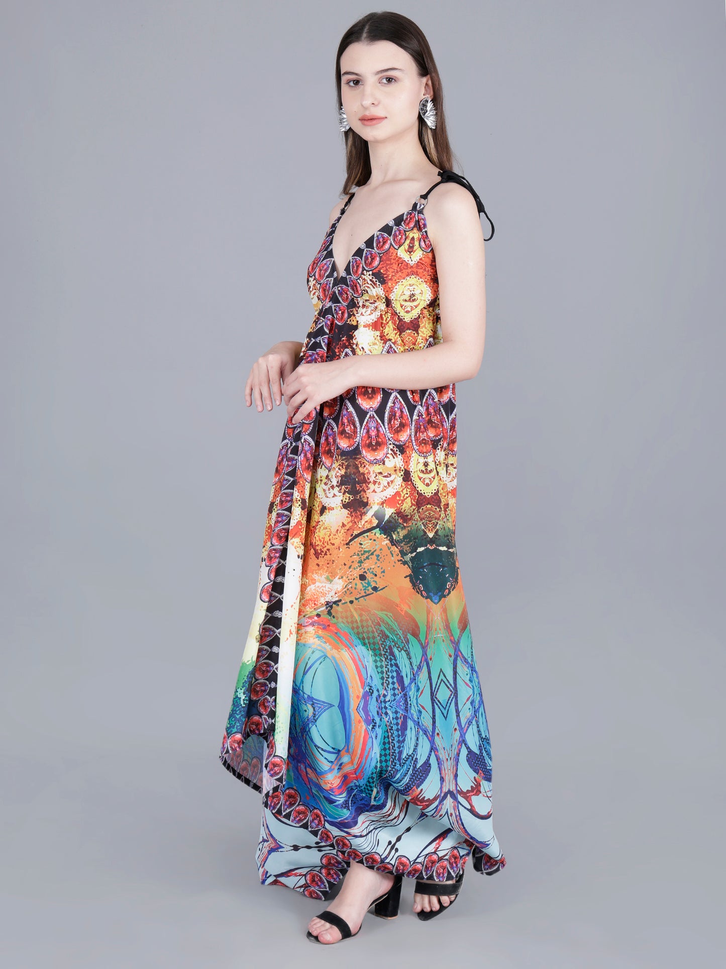 Printed Long Backless dress