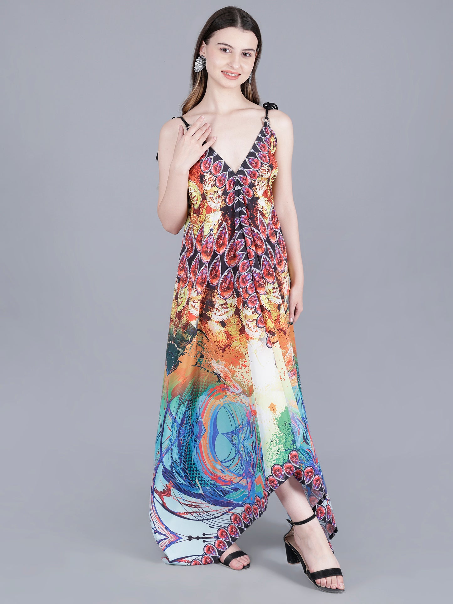 Printed Long Backless dress