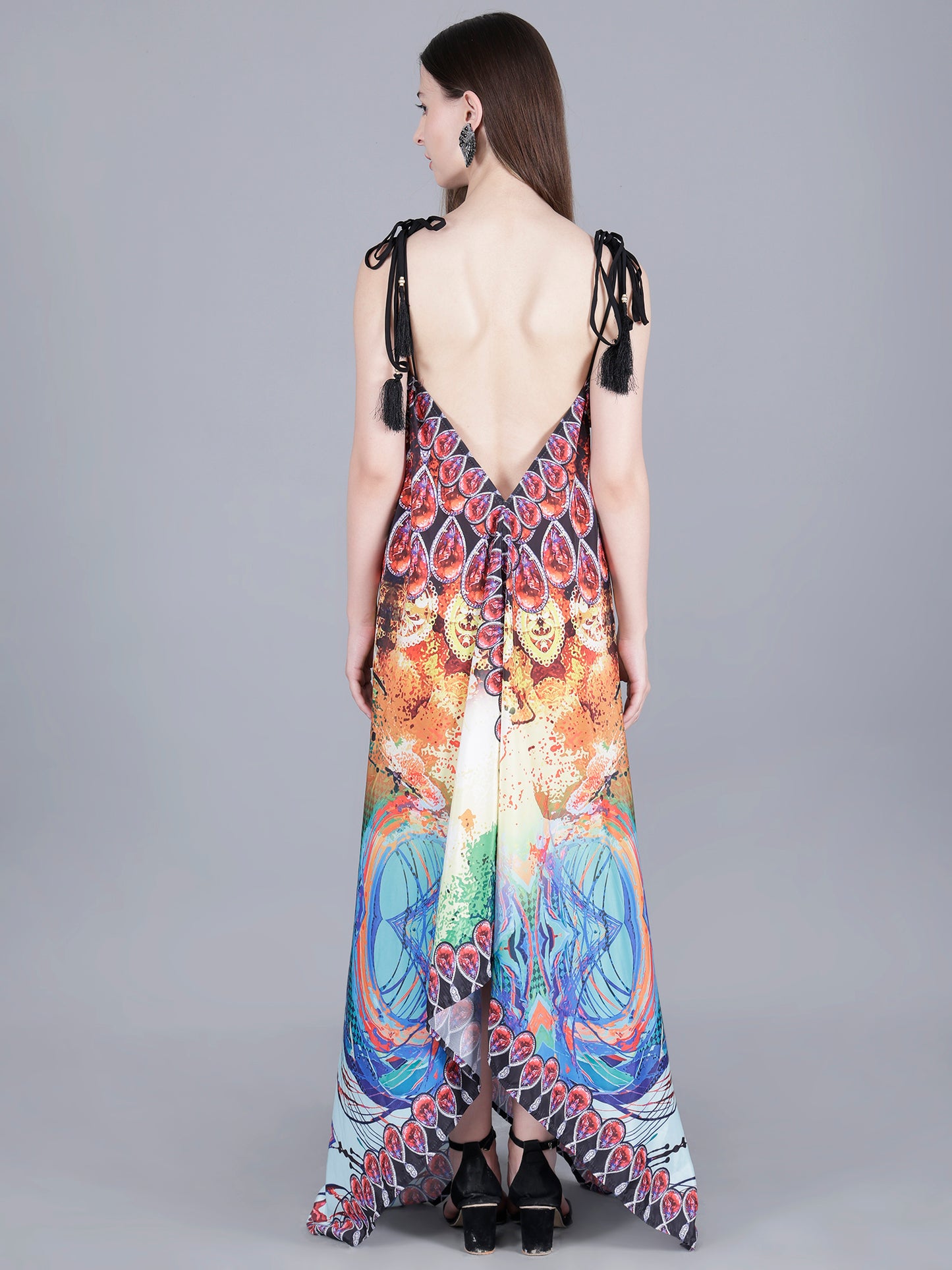 Printed Long Backless dress