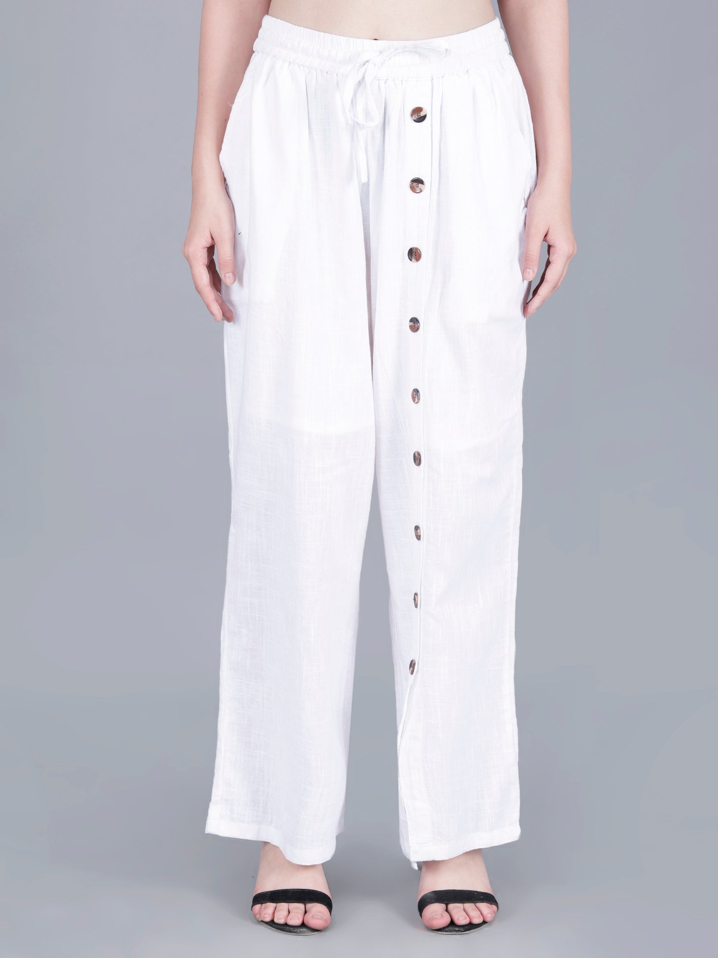 White Stylish buttoned Bottoms