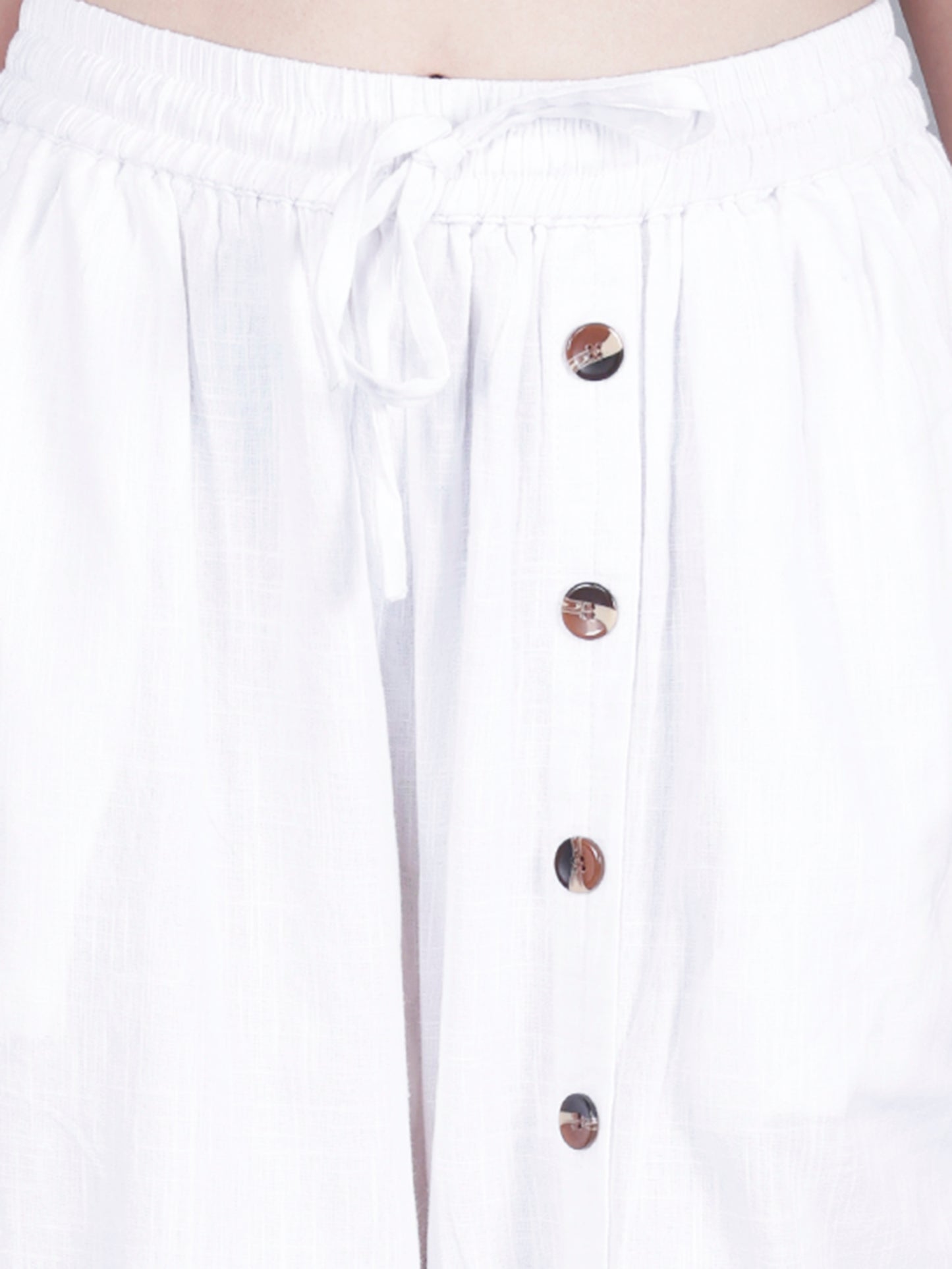White Stylish buttoned Bottoms