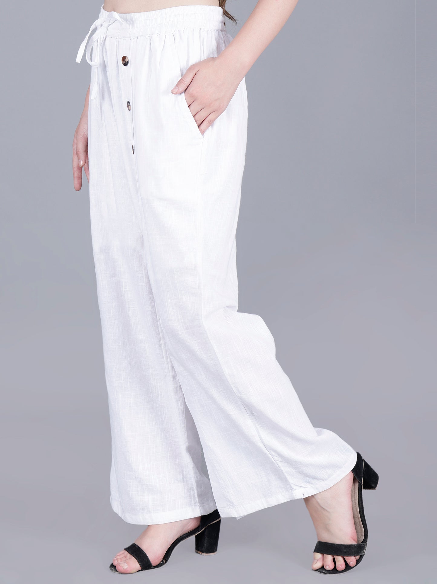White Stylish buttoned Bottoms