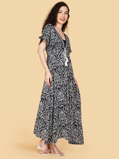 Midnight Paisley Dress