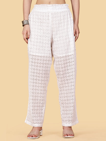 White Aura Schiffili Bottoms