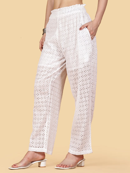 White Aura Schiffili Bottoms