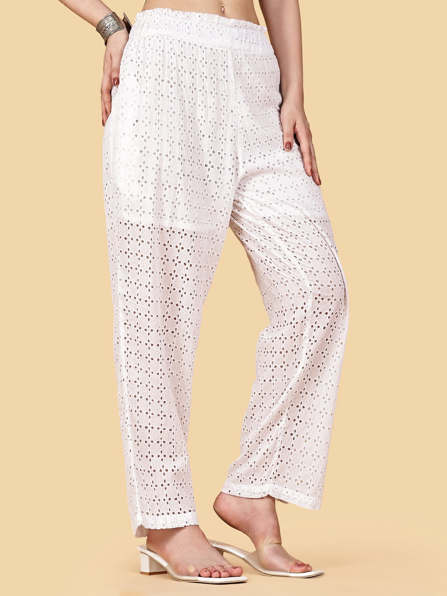 White Aura Schiffili Bottoms