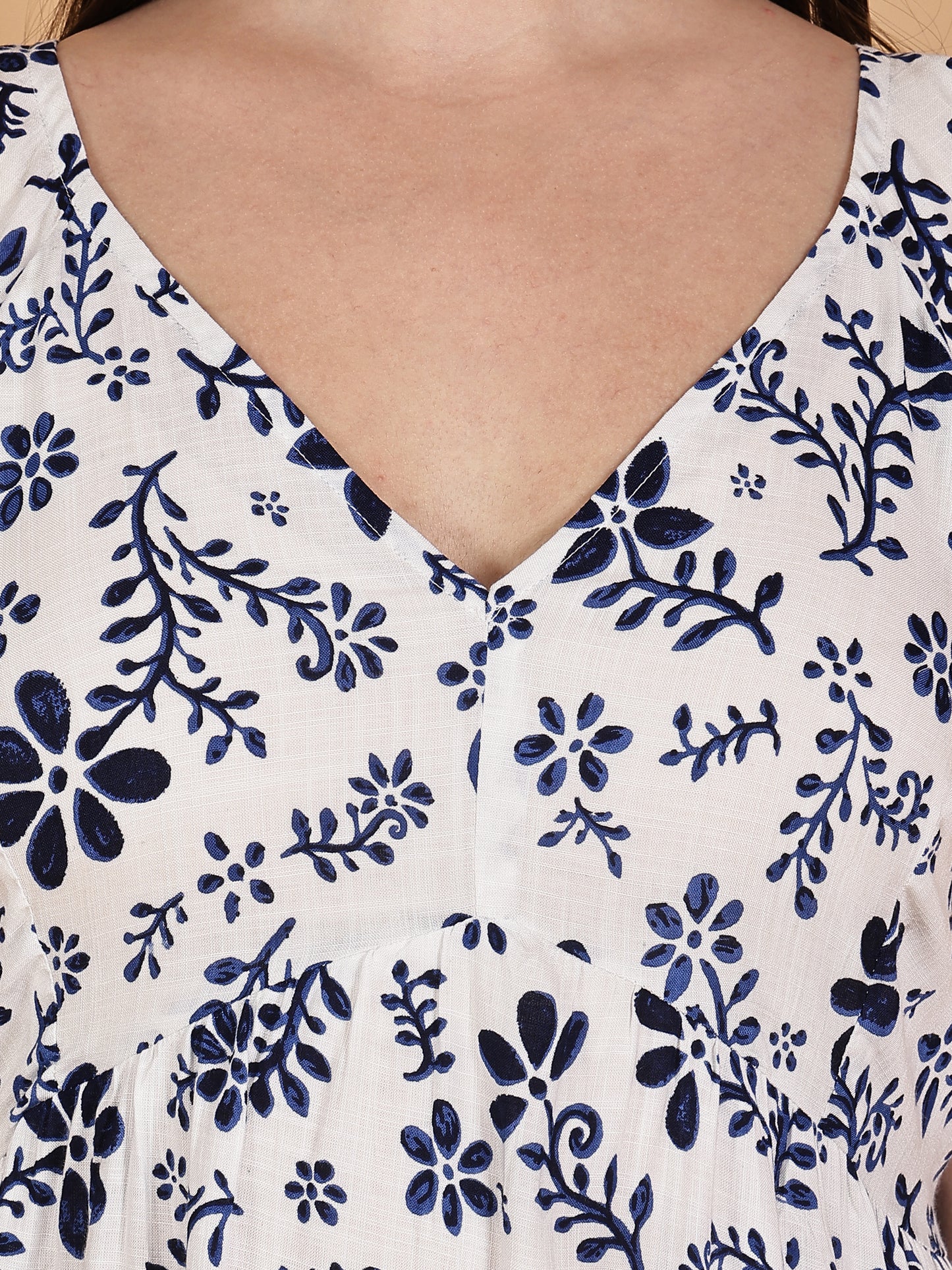 White Floral Print Dress