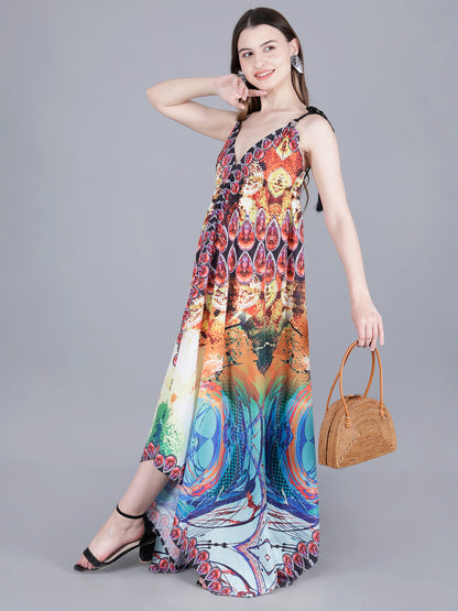 Vestido largo sin espalda estampado