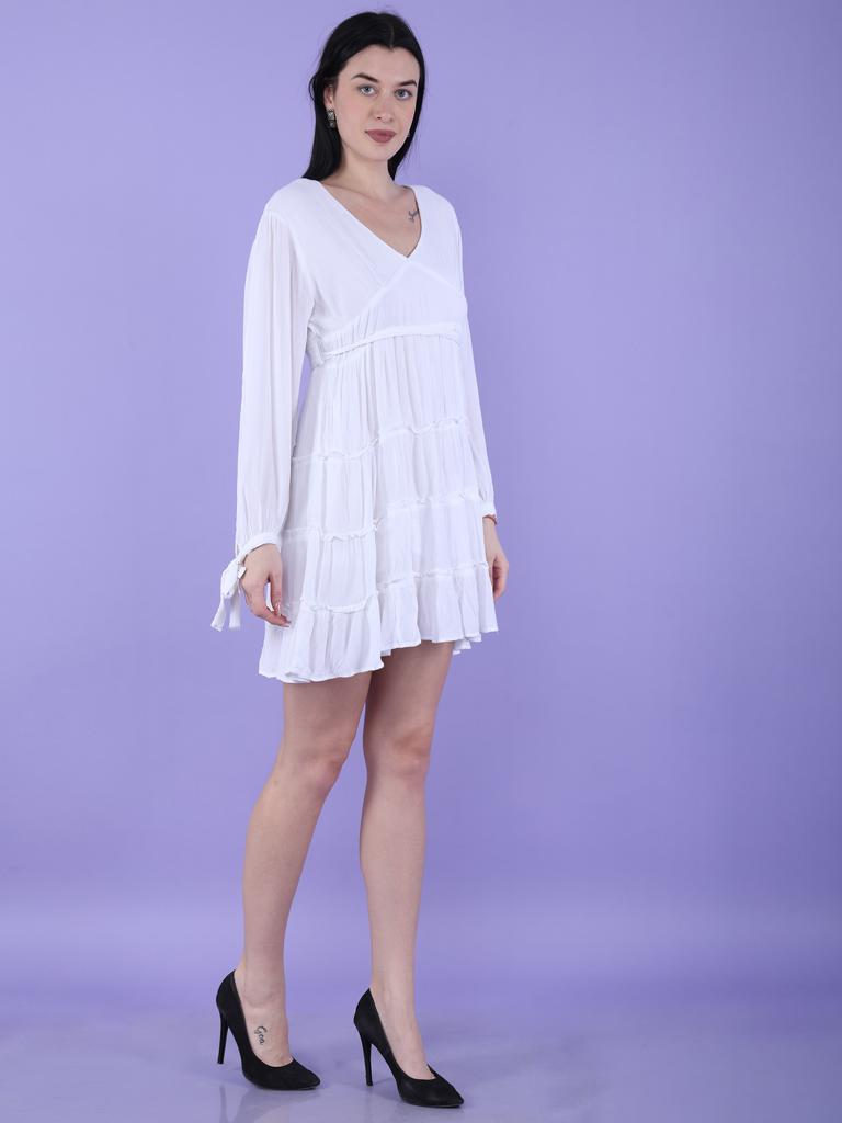 White Schiffli Short Dress