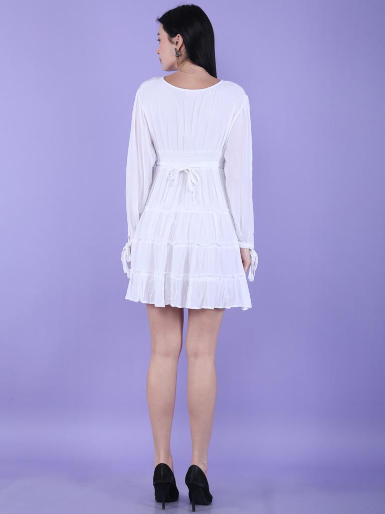 White Schiffli Short Dress