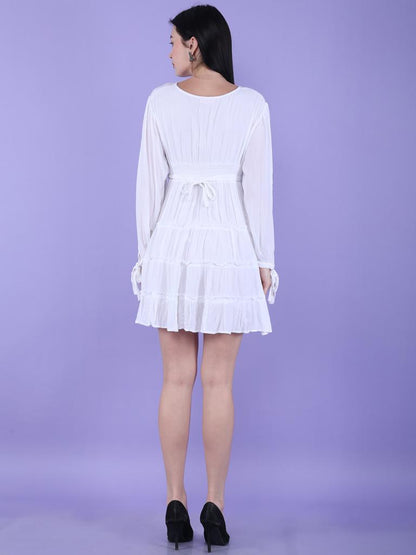 White Schiffli Short Dress