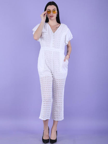 White Schiffli Jumpsuit