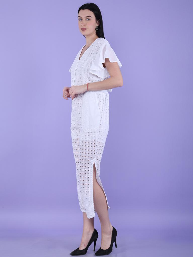 White Schiffli Jumpsuit