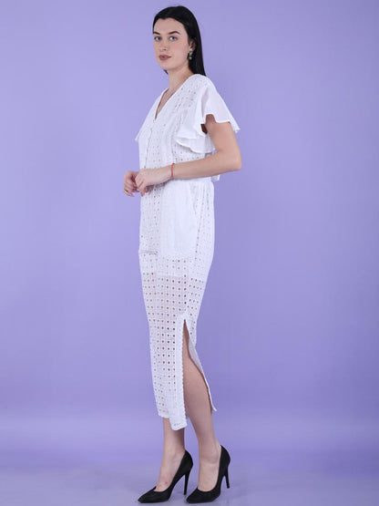 White Schiffli Jumpsuit