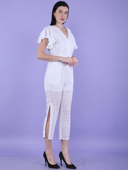 White Schiffli Jumpsuit