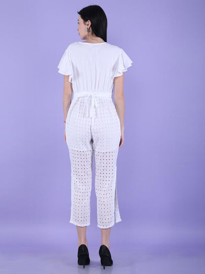 White Schiffli Jumpsuit