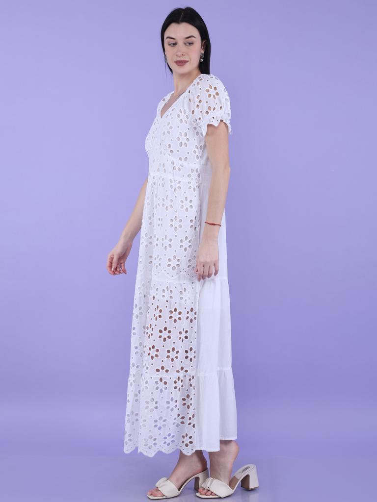 White Net Long Dress